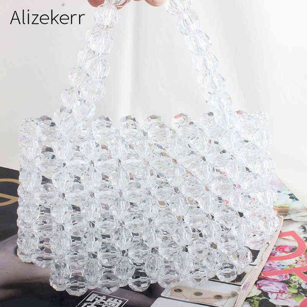 

evening bag hollow crystal handbag women luxury handmade beaded acrylic clutch party wedding transparent carrying 220622