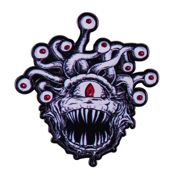 

beholder brooch eye monster brooch rpg game inspiration badge, Blue
