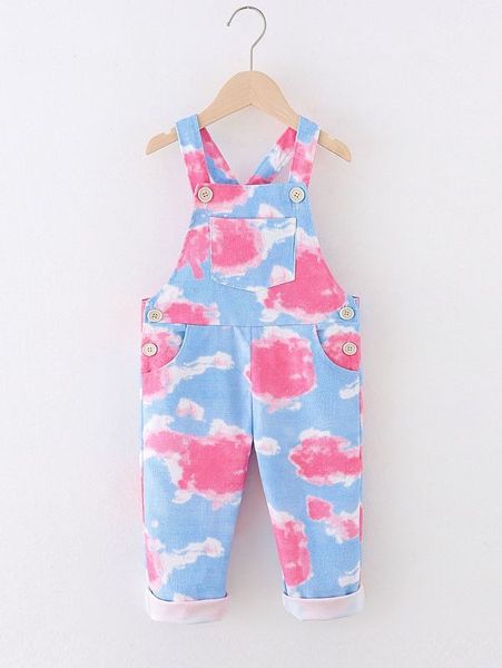 

toddler girls tie dye pocket patched corduroy overall jumpsuit she, Blue