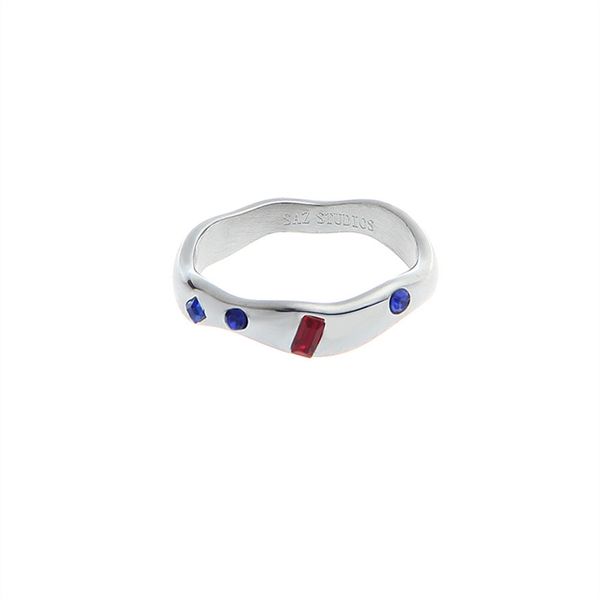 Minimalista Ins Style Blu Zircone Anello di diamanti Uomini e donne Irregolari Eterosessuali Tutto-fiammifero Accessori di nicchia Gioielli