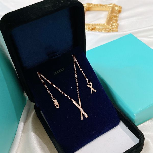 

luxury designer women's pendant necklace cross design tf half diamond setting s925, Silver