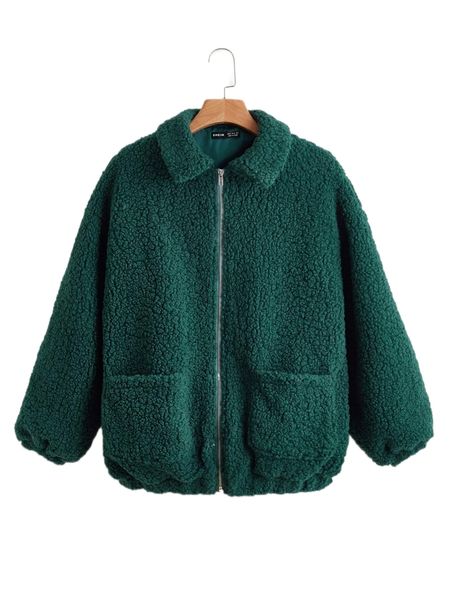 

zipper up teddy jacket u3tg#, Black