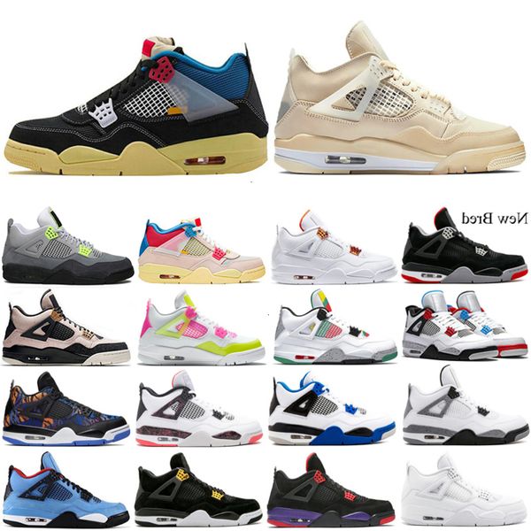 

jordons 4 4s men jumpman basketball shoes bred royalty motosports what the cavs court purple black-cat blue mens trainers sport sneakers cha