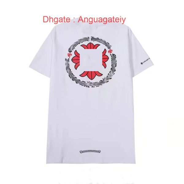 

mens brand summer t shirts horseshoe flower tees ch man classic cross t-shirts women shirt sanskrit letter designer tshirts luxury boy hip, White;black