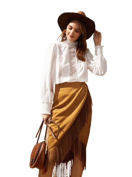 

shirred lantern sleeve mock neck w3sf#, White