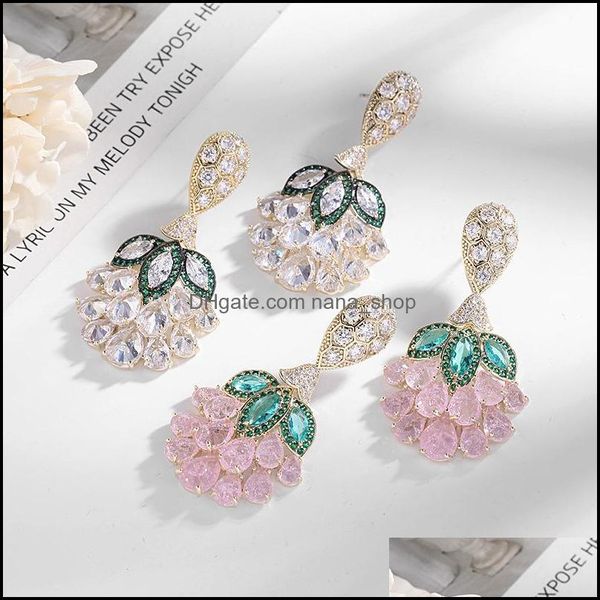 

dangle chandelier earrings jewelry shining fashion exaggerated personality diamond earring big zircon ear stud for w dhj9d, Silver