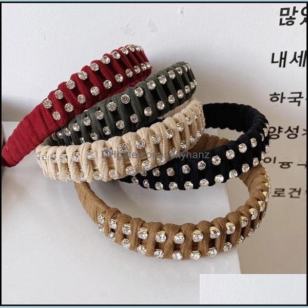 

headbands hair jewelry new fashion women accessories fl drill winding headband wide side hairband adt handmade braided turban c3 drop delive, Silver