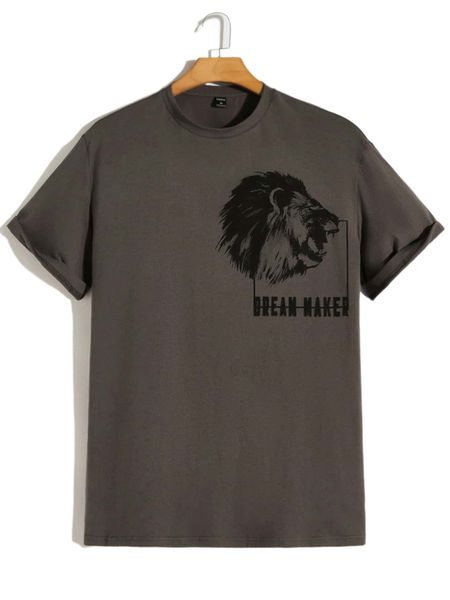 

men lion and letter graphic tee 396t#, White;black