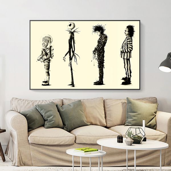 Edward-Scissorhands Movie Poster Leinwand Gemälde Wohnkultur Tim-Burton Filmbilder Leinwanddruck Wandkunst Dekor Hogar Moderno