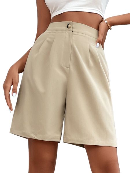 

high waisted solid bermuda shorts x7rn#, White;black