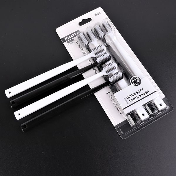 

4pc/set fashion black and white bamboo charcoal couple toothbrush soft bristle es travel wholesale