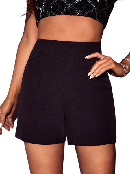 

high waist solid shorts m3n5#, White;black