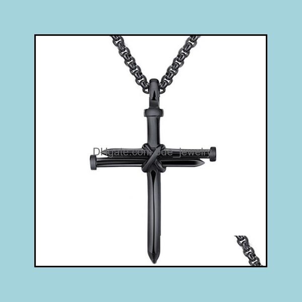 

pendant necklaces mens jewelry stainless steel nail and rope cross necklace drop delivery 2021 pendants bdejewelry dh9zk, Silver