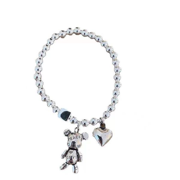 

fashion strands bracelets for women string of beads accessories trend vintage simple cute bear pendant party jewelry gift, Black
