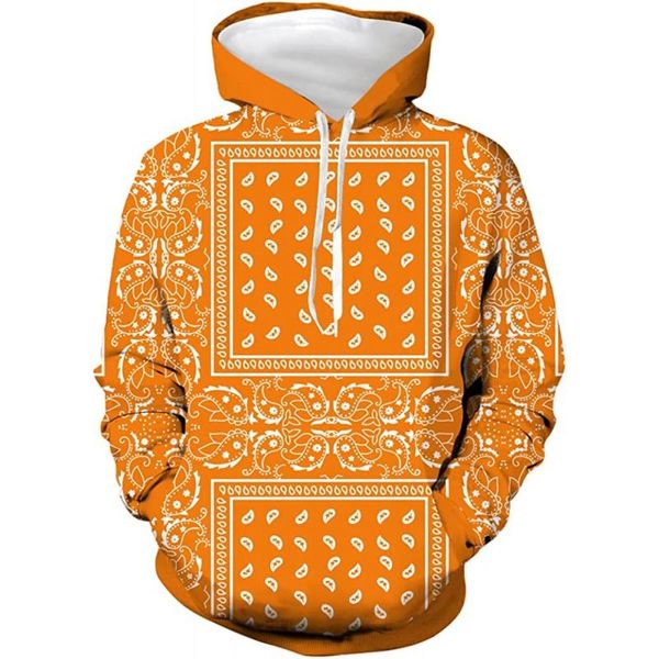 Herren Hoodies Sweatshirts Orange Bandana für Männer Hip Hop 3D-Druck Kleidung Jogger Hosen Strand Shorts T-Shirts Jacken Sweatshirt Sweatpant