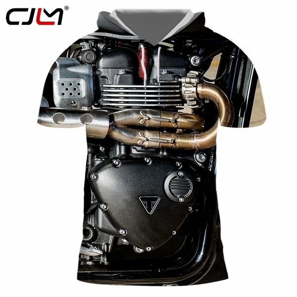 

cjlm hiphop punk gothic tshirt summer men/women's 3d print locomotive engine vesthoody short sleeve pattern custom 220619, White;black