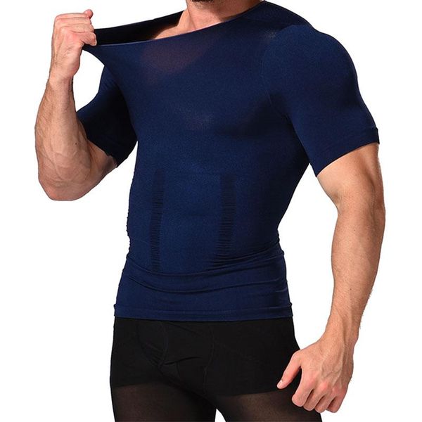 O corpo masculino molda as roupas de forma de masculino 140d esculpindo masculino de mangas curtas de mangas curtas, eleva