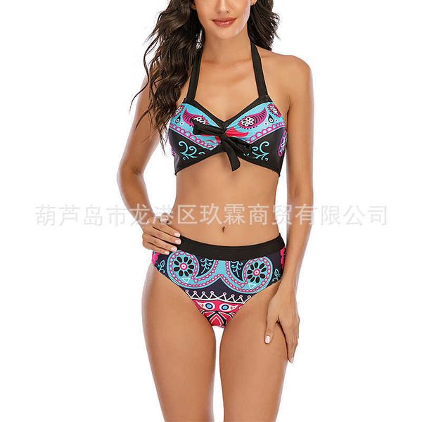 

2021 bikini swimsuit women's bikini geometric pattern split swimsuit no logo