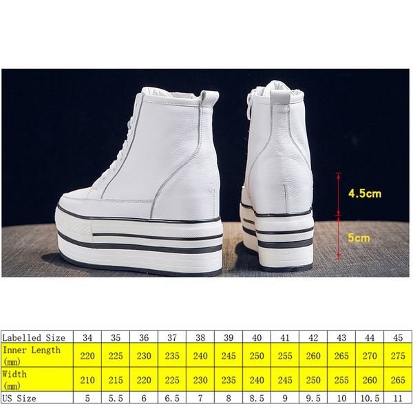 

10cm heel platform wedge women ankle boots genuine leather spring autumn warm fur women winter shoes sneakers high top, Black;yellow