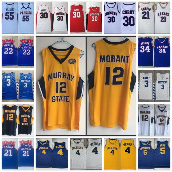 Basketball Ja Morant Trikot Stephen Curry Chris Webber Trae Young LaVine Devi Kevin Durant Wiggins Pierce Joel Embiid Jayson Williams Tyrese Maxey Jalen Rose Trikot