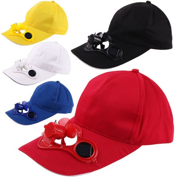 Kamp Yürüyüşü Tepedli Kapak Güneş Powered Fan Beyzbol Şapkası Soğutma Fan Kapağı Yaz Balıkçılık Kapağı Djustable Plaj Şapkası Güneş Vizörü C0628X02