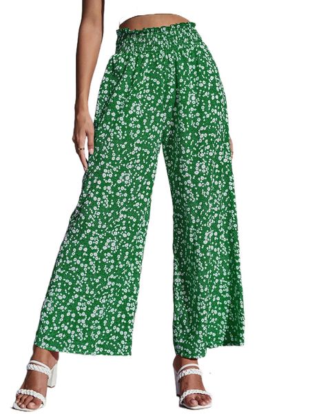 

ditsy floral paperbag waist wide leg pants o5wr#, Black;white