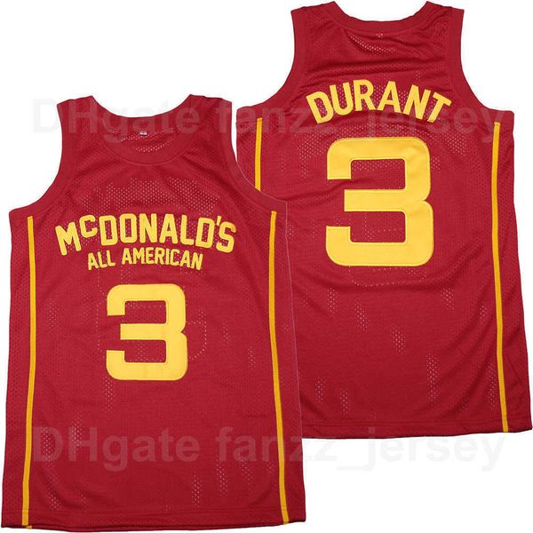 

man movie mcdonalds 3 durant basketball jerseys team color red away breathable for sport fans pure cotton shirt uniform university on sale, Black
