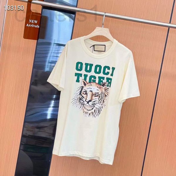 

women's t-shirt designer 2022 spring and summer short sleeve letter printed korean loose t-shirt tiger head t-shirt men's women&#0, White