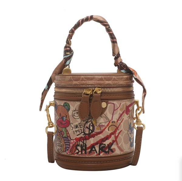 

luxury bucket bag for women leather handbag new solid color shoulder bag female designer brand crossbody bag purse