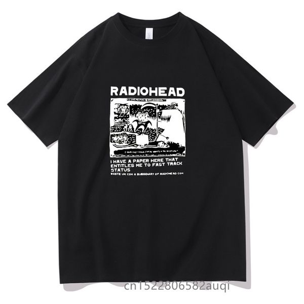 

men radiohead north america tour t-shirt eu size men concert tee shirt black pure cotton short sleeve tees mens hip hop tshirt 220506, White;black