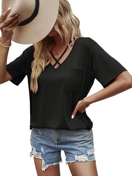 

crisscross front patched pocket tee v3ip#, White
