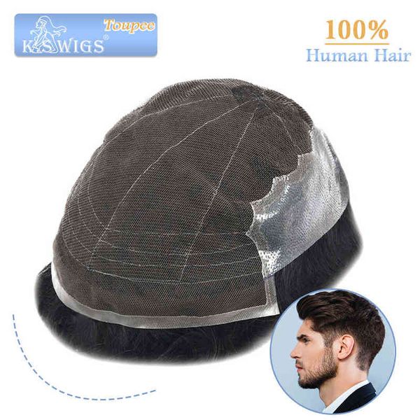 Мужские волосы Синтетические K S WIGS Toupee Q6 Швейцарский кружок