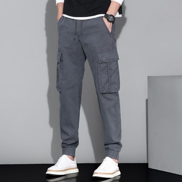 Pantaloni da uomo Cargo Pantaloni da lavoro multitasche con cinturino in vita in cotone di alta qualità primaverile da uomo