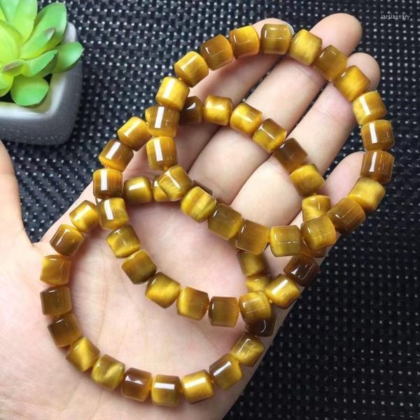 Fios de miçangas PC Stone natural Gold tigre olho de barril de barril de bracelete de cristal quartzo cura jóias de jóias para mulheres menbeaded Lars22