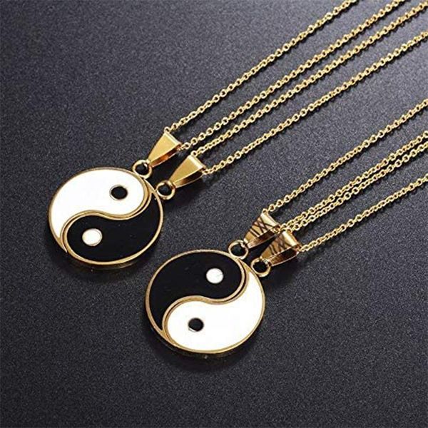 Kolye Kolye 2pcs/Paslanmaz Çelik Yin ve Yang Kolye Bulmacası Kişilik Trail Günü Çift Hediye Jewelrypendent