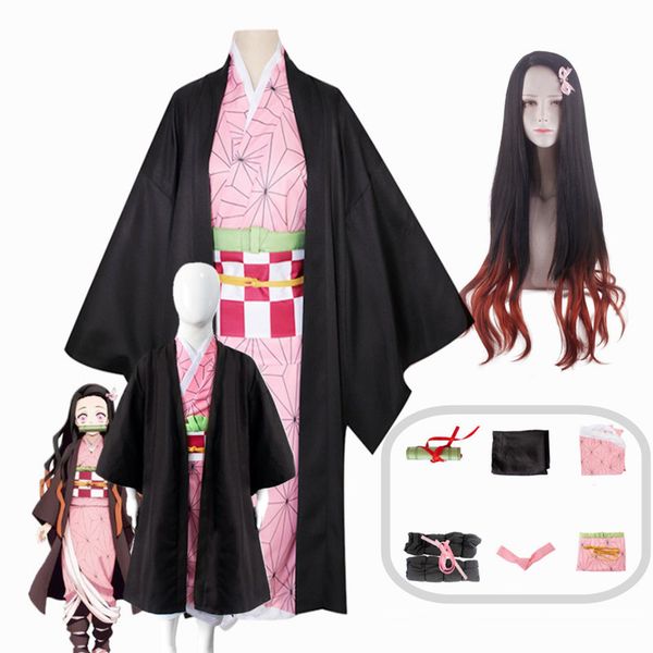 

kids anime demon slayer kimetsu no yaiba kamado nezuko kimono cosplay costume clothes 220721, Blue