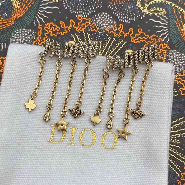 

letter water drops star element fashion girl earrings, Golden