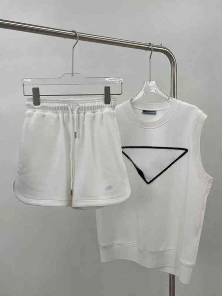 

women's tracksuits p home 2022 spring and summer new letter flocking toothbrush embroidered wide leg casual shorts casual sports vest s, Gray