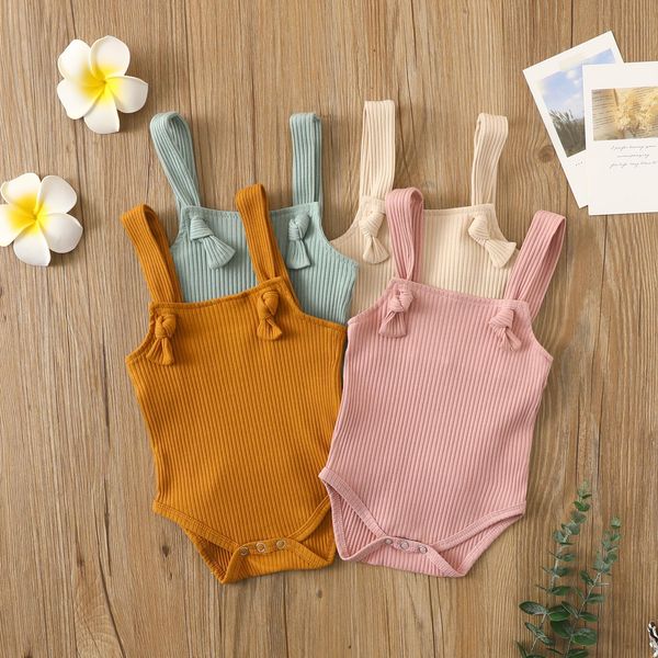 

newborn girls summer romper adjustable strap solid color snap closure bodysuit for 0-24 months infant, Blue