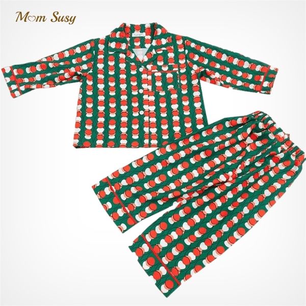 Kız bebek erkek pijama giysileri seti gömlek pantolon 2pcs bahar sonbahar çocuk pijama salonu takım elbise bebek ev takım elbise Noel 2-12y 220426