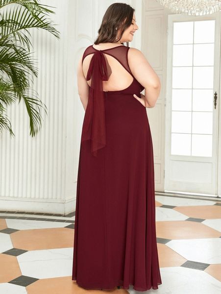 

ever-pretty plus tie back backless split thigh dress w9bu#, Black