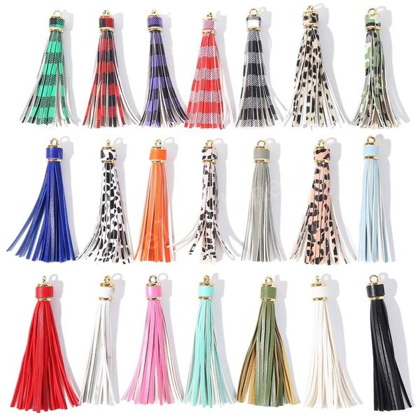 

pu tassel card bag pendant jewelry fringe solid plaid leopard print silicone bead bracelets keychain accessory bracelet keys chain ring hold, Red;brown