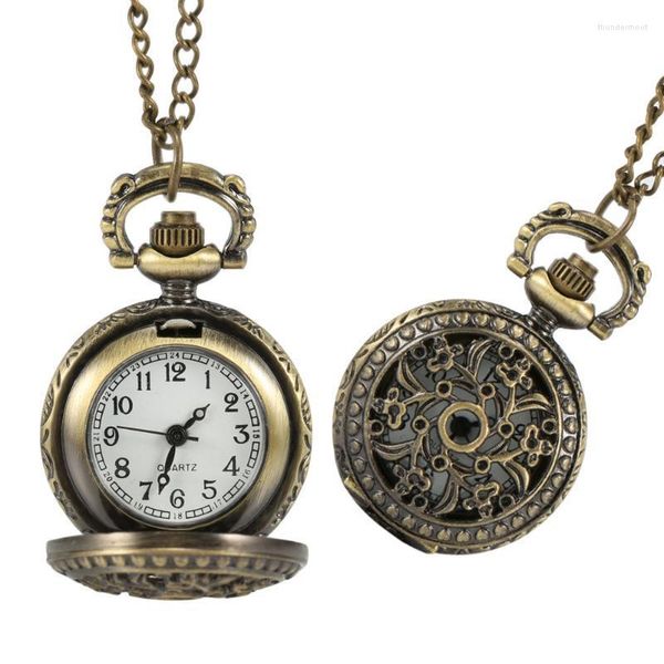 Pocket Watches Ly Fashion Women Vintage Assista Alloy Retro Hollow Out Flowers Relógio Pingente Colar Chain Chain Lady Gift Thun22