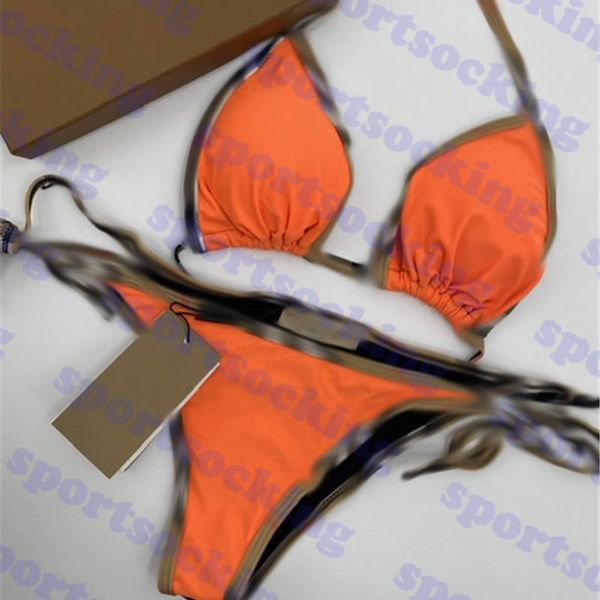 

orange womens swimwear bikini set splice design women swimsuit bikinis plaid print ladies lingerie two piece, White;black