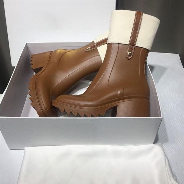 

women betty pvc rain boots fashions rubber thick soled half boot r ladies black brown white platform shoes mid heel fas230h