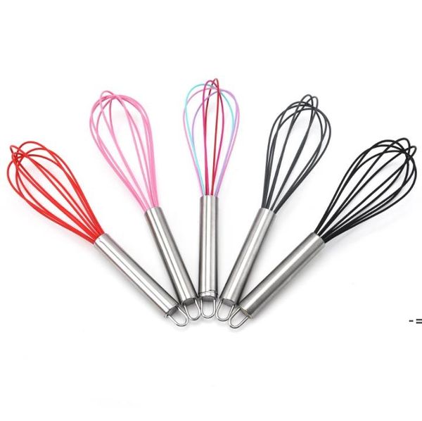 Ovo Ferramentas 400 Pcs 10 polegadas Silicone Ovos revestidos Whisk Ovos de aço inoxidável Gadget de cozinha por mar zzb14618