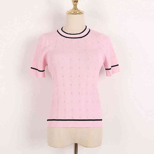 

women's knits & tees short sleeved t-shirt women's summer simple fashion slim fit elastic convex round neck knitted bottomed shirt, White