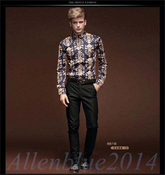 

men's dress shirts mens fashion barroco royal prince luxury floral long sleeve shirt flower print cocktail party vintagemen's, White;black