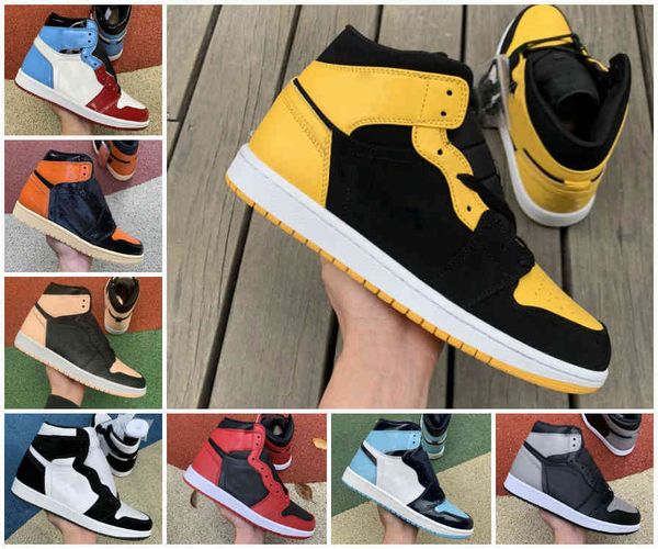 

shoes jumpman 1 1s men women bred toe black green game royal unc patent court purple love shattered fragment banned twist, White;red