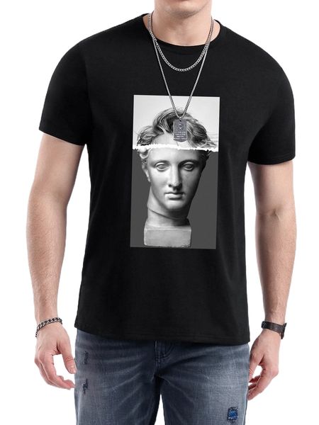 

men sculpture print tee f3ke#, White;black